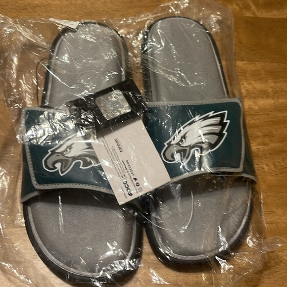 Eagles Slide Sandals in Teal and Gray - Picture 3 of 3